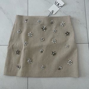 Zara embellished mini skirt
